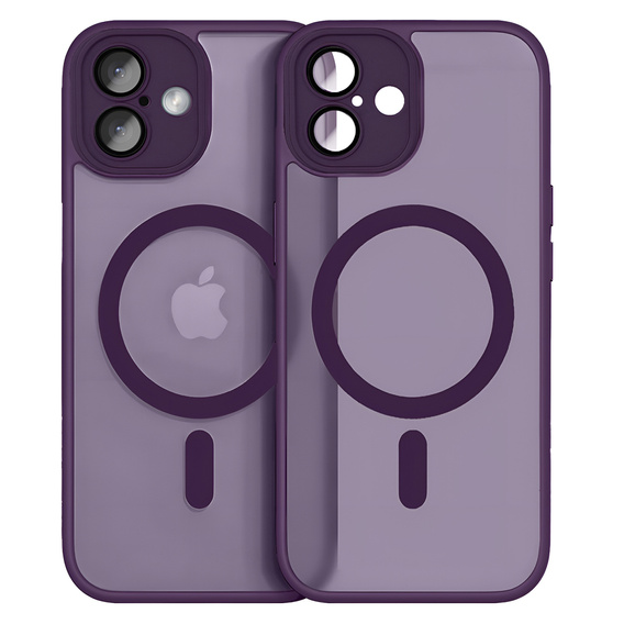Husă pentru iPhone 16, pentru MagSafe, ERBORD Matt Case, violet închis + sticlă pentru ecran