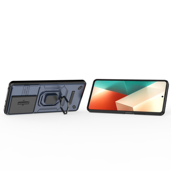 Husă pentru Xiaomi Redmi Note 13 5G, KickStand Camera Lens, albastru