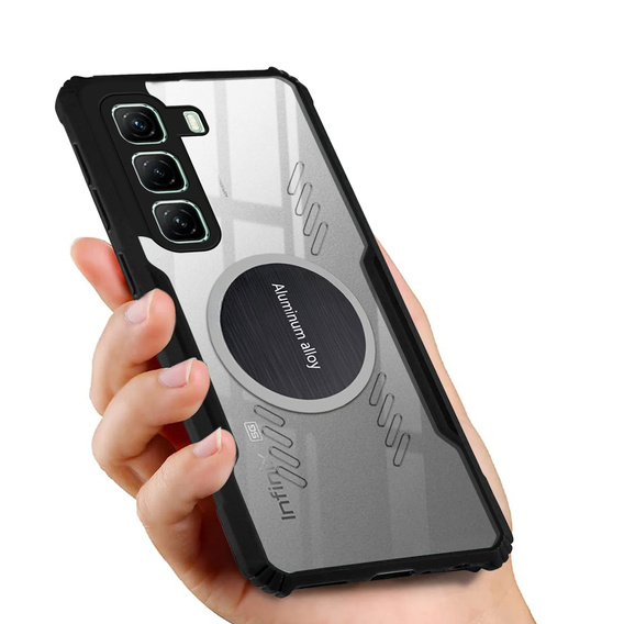 Carcasă pentru Infinix Hot 50 Pro+ 4G, cu placă magnetică, transparent / negru