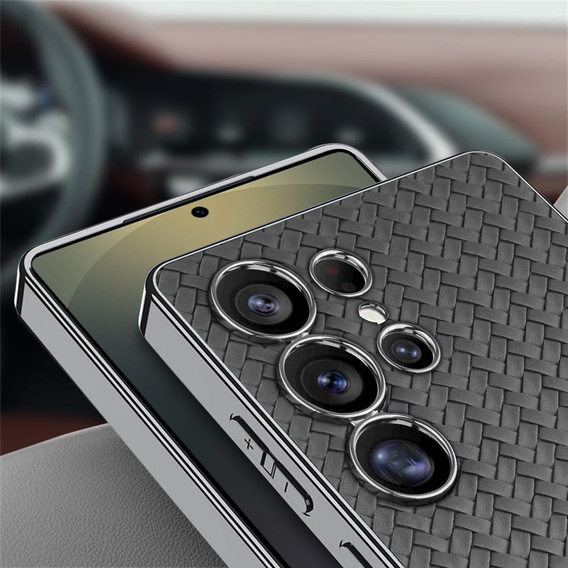 Huse pentru Samsung Galaxy S25 Ultra, GKK Woven Leather, gri