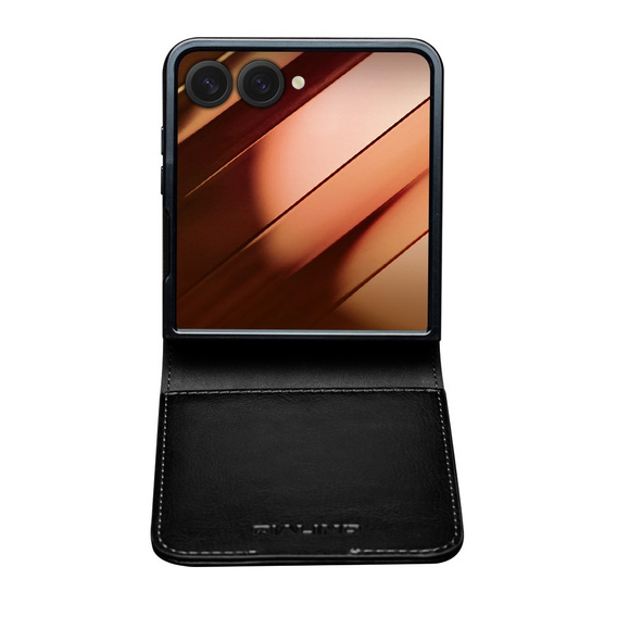Carcasă portofel din piele neagră pentru Samsung Galaxy Z Flip7