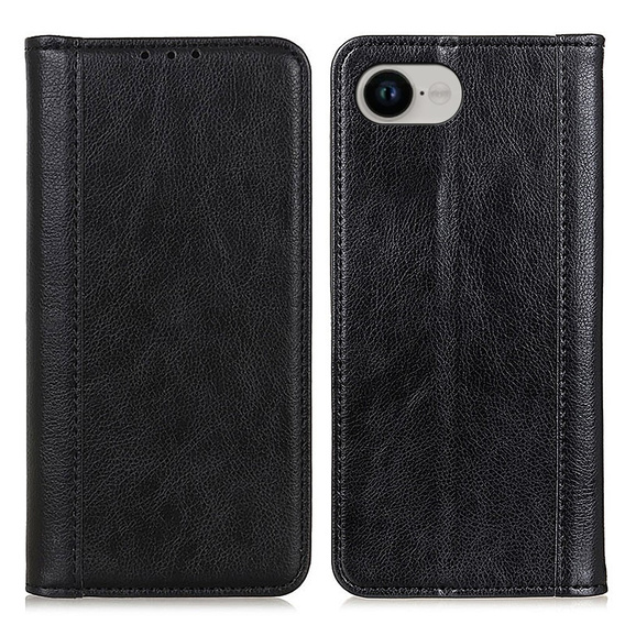 Huse pentru Iphone 16E, Wallet Litchi Leather, negru