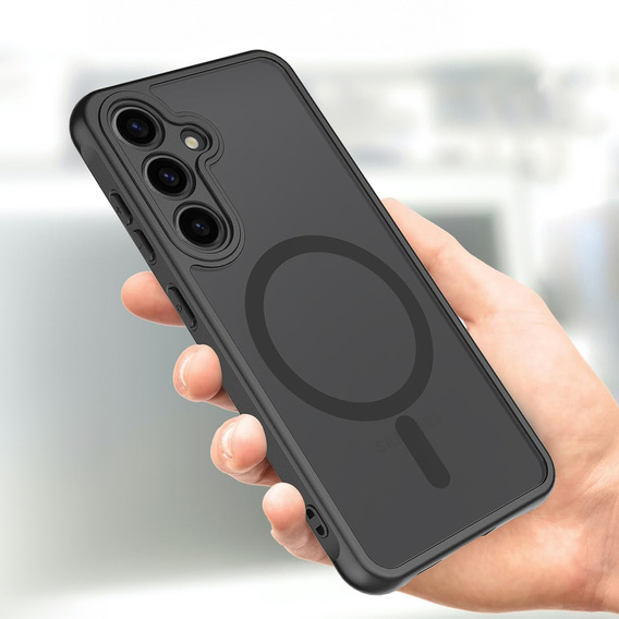 Husă pentru Samsung Galaxy A55, pentru MagSafe, ERBORD Matt Case, negru + sticlă pentru ecran