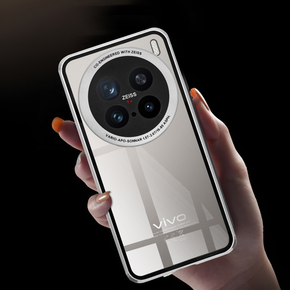 Husa pentru Vivo X200 Pro 5G, Magnetic Dual Glass, de argint