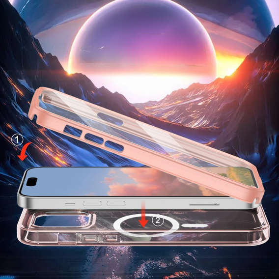 Carcasă pentru iPhone 16 Pro Max, Shockproof Hybrid, cu folie pentru ecran, pentru MagSafe, roz