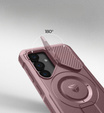 Husă blindată pentru Samsung Galaxy S25, Dexnor CamProtect MagSafe, roz (Două rame)