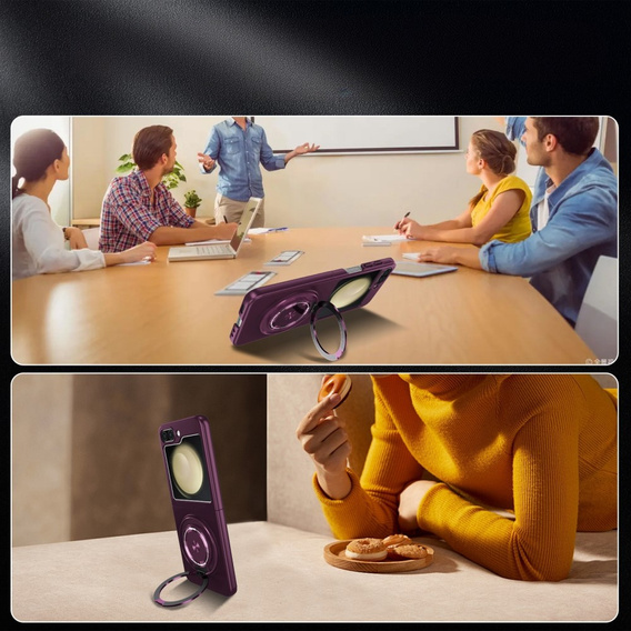 Husă GKK pentru Galaxy Z Flip 5 5G, Colțuri Dropproof MagSafe, transparent / violet