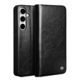 Carcasa flip pentru Samsung Galaxy S25 FE, QIALINO Leather Wallet, negru