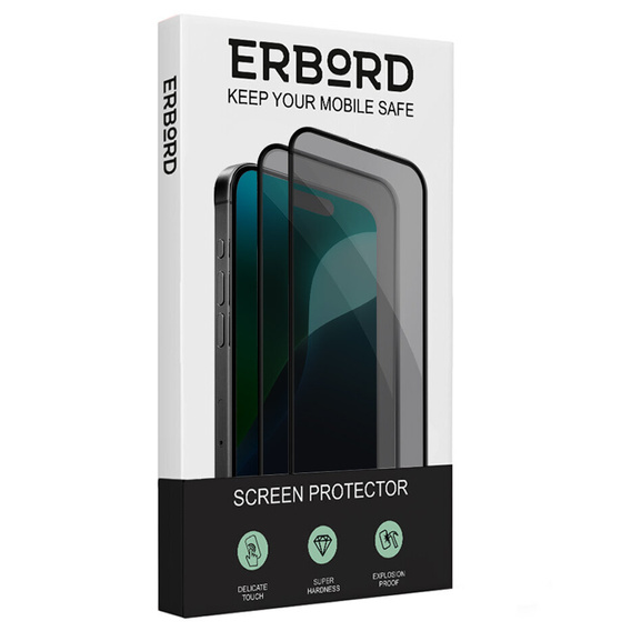 2x sticlă de confidențialitate temperată pentru iPhone 17 Pro/17/16 Pro, ERBORD Anti-Spy