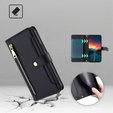 Cu clapetă pentru Realme 14 Pro+ 5G, Wallet Zipper Pocket, negru