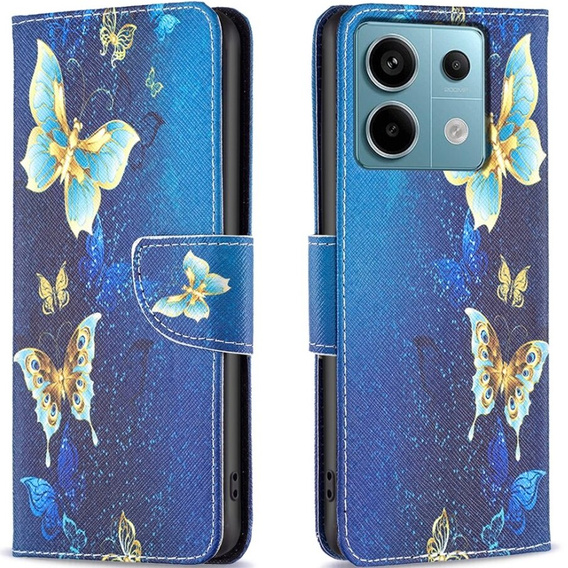 Cu clapetă pentru Xiaomi Redmi Note 13 Pro 5G, Wallet, Butterflies albastru