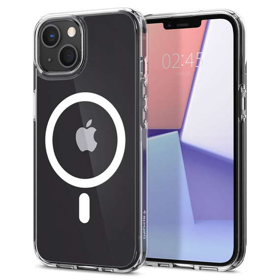 Carcasă MagSafe Spigen pentru iPhone 13 Mini, Ultra Hybrid, alb + 9H Tempered Glass