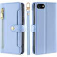 Cu clapetă pentru iPhone 16E, Wallet Zipper Pocket, albastru