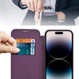 Cu clapetă pentru iPhone 14 Pro Max, RFID Wallet MagSafe CamShield, violet