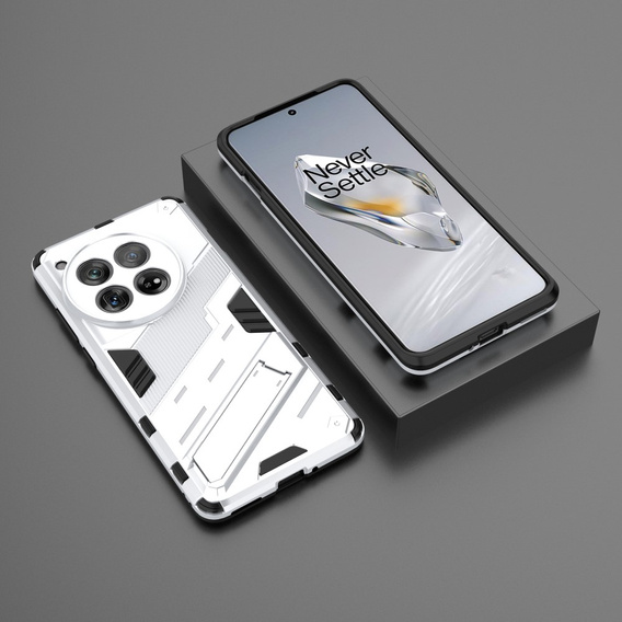 Husa pentru OnePlus 12 5G, Military kickstand, alb