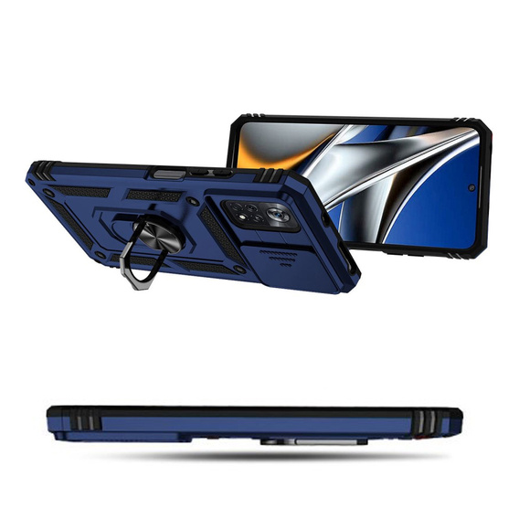 Husă blindată pentru Xiaomi Poco X4 Pro 5G, CamShield Slide, albastru
