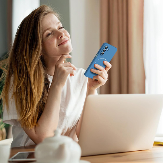 Manșon din silicon pentru Samsung Galaxy A17 5G, pentru MagSafe, albastru