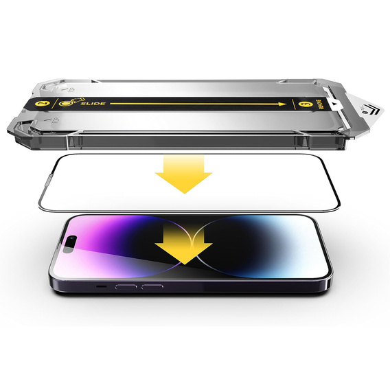 2x Sticlă temperată pentru iPhone 14 Pro, ERBORD Easy App Full Screen Protector