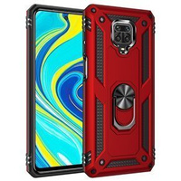 Husă blindată pentru Xiaomi Redmi Note 9S / 9 Pro, Nox Case Ring, roșu