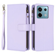 Cu clapetă pentru Xiaomi Redmi Note 13 Pro 4G / Xiaomi Redmi Note 14S / Xiaomi Poco M6 Pro 4G, Wallet Zipper Pocket, violet