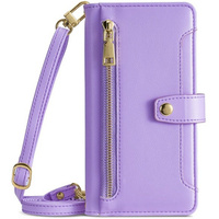 Cu clapetă pentru iPhone 14 Pro, Wallet Zipper Pocket, violet