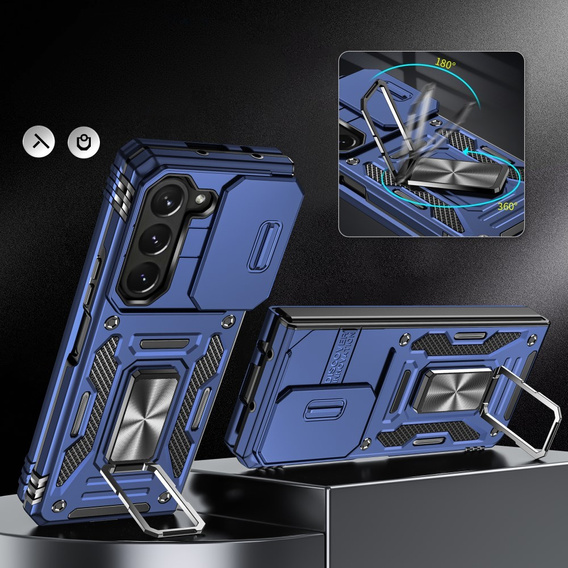 Husă blindată pentru Samsung Galaxy Z Fold6 5G, CamShield Slide, albastru
