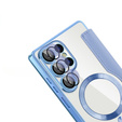 Cu clapetă pentru Samsung Galaxy S25 Ultra, RFID Wallet MagSafe CamShield, albastru