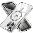 Husă pentru iPhone 15 Pro Max, Electro MagSafe, de argint + Sticlă pentru ecran