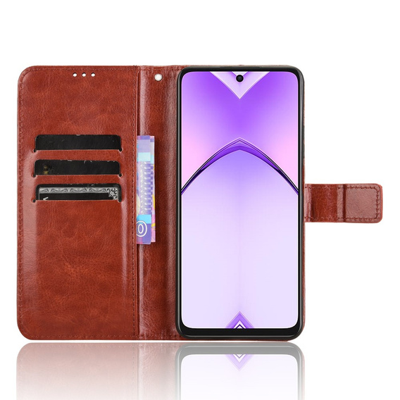 Cu clapetă pentru Oppo A40 / Oppo A40m, Crazy Horse Wallet, maro