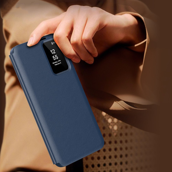 Husă cu clapetă pentru Samsung Galaxy S23 FE, Smart View Wallet, albastru închis