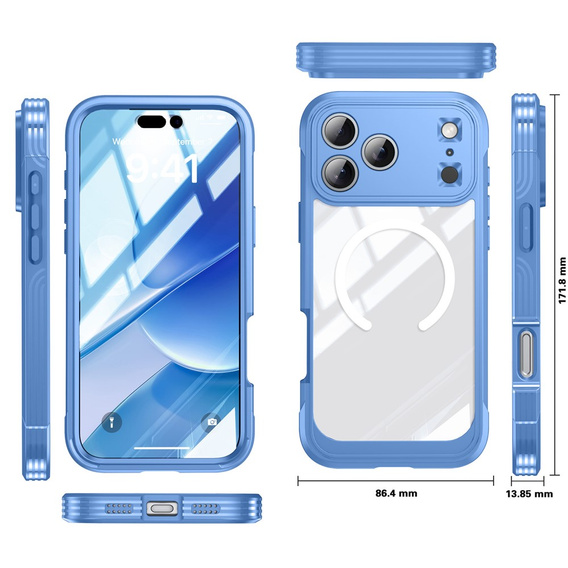 Carcasă rezistentă la șocuri cu sticlă, pentru MagSafe pentru iPhone 17 Pro Max