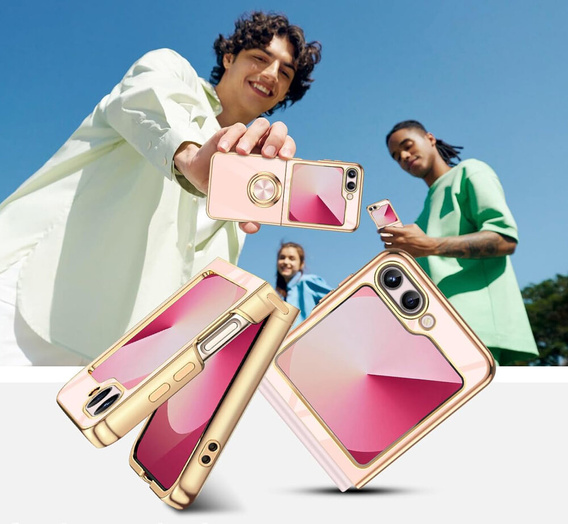 Huse pentru Samsung Galaxy Z Flip7 FE / Z Flip6, Electro Ring, roz