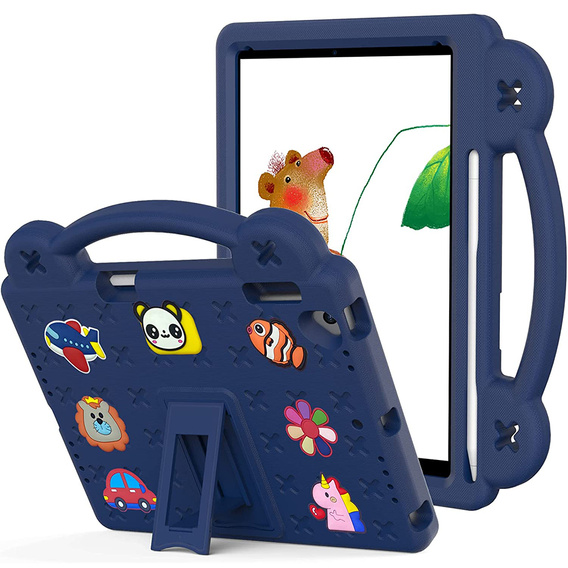 Husă pentru copii pentru iPad 9.7" 2018/2017 (6/5 gen.) / Pro 9.7" 2016, Cute Patterns, cu suport, albastru închis