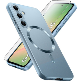 Carcasă pentru Samsung Galaxy A56, ColorMag, pentru MagSafe, albastru + sticlă călită 9H