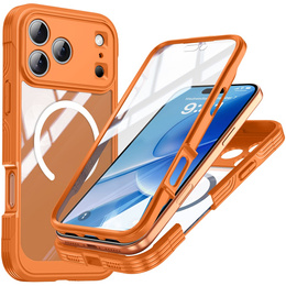 Husă antișoc cu sticlă, pentru MagSafe pentru iPhone 17 Pro, portocaliu