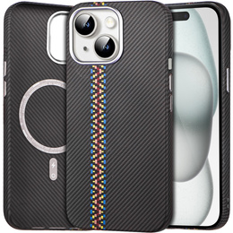 Carcasa pentru iPhone 15, Carbon Fiber MagSafe, negru