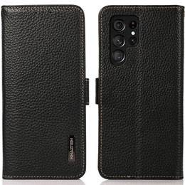 KHAZNEH RFID caz pentru Samsung Galaxy S23 Ultra, Litchi Texture, negru