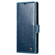 Carcasă flip CASEME pentru Samsung Galaxy S22 Ultra, Waxy Textured, albastru
