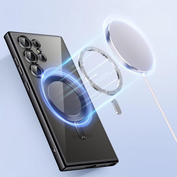 Husă pentru Samsung Galaxy S25 Ultra, Electro MagSafe, negru + Sticlă pentru ecran