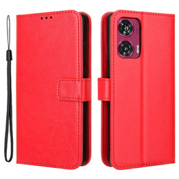 Cu clapetă pentru Motorola Edge 50 Fusion 5G, Crazy Horse Wallet, roșu