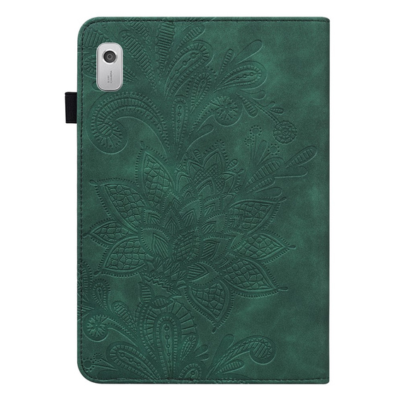 Husă cu clapetă pentru Lenovo Tab M9, flower, verde