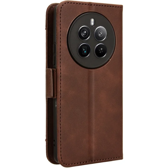 Cu clapetă pentru Realme 12 Pro 5G / 12 Pro+ 5G, Card Slot, maro