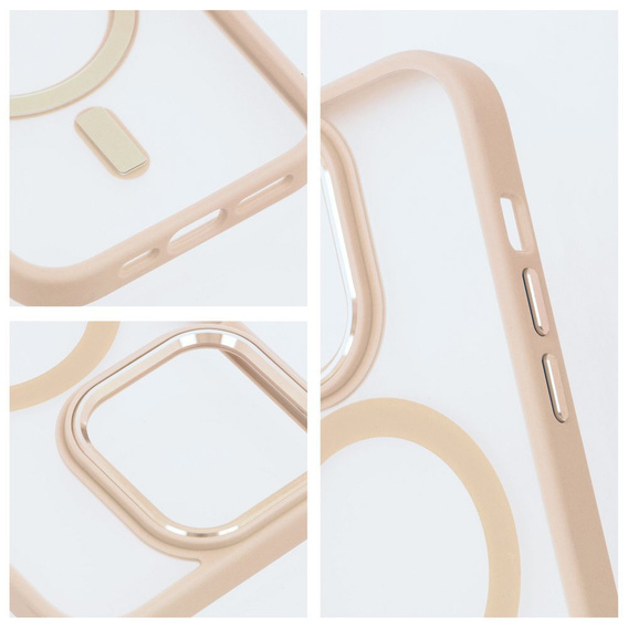 Husă pentru iPhone 16 Pro Max, pentru MagSafe, ERBORD Matt Case, transparent / roz + sticlă pentru ecran