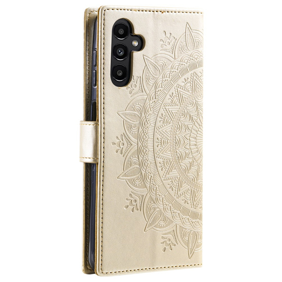 Cu clapetă pentru Samsung Galaxy S23 FE, Mandala, de aur