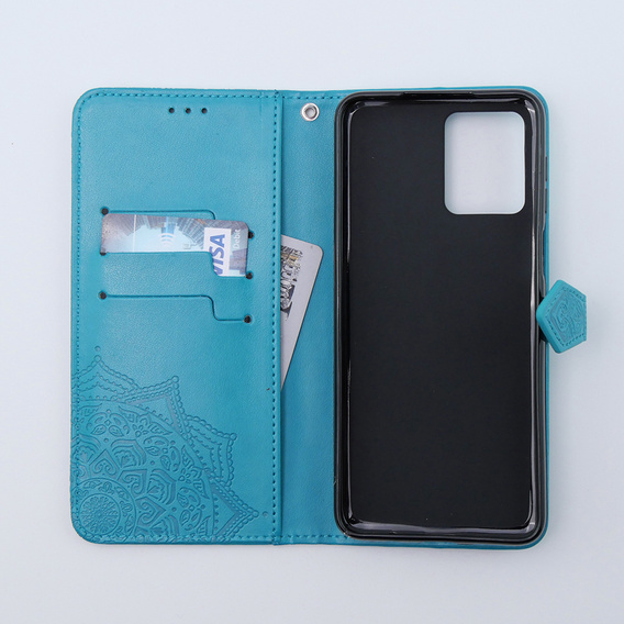 Cu clapetă pentru Motorola Moto G54 5G, Mandala, albastru