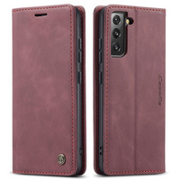 Husa CASEME pentru Samsung Galaxy S22 5G, Leather Wallet Case, roșu