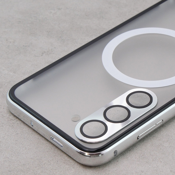Carcasa Magnetic Dual Glass MagSafe pentru Samsung Galaxy S23, de argint