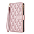 Husă cu clapetă pentru Samsung Galaxy S25 Edge, Rhombus Crossbody Leather, roz rose gold