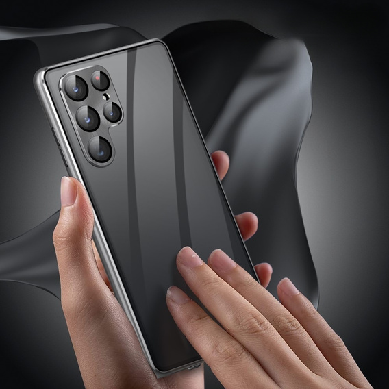 Husa pentru Samsung Galaxy S23 Ultra, Magnetic Dual Glass, de argint