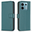 Husa cu clapetă pentru Xiaomi Redmi Note 13 Pro 4G, BINFEN Wallet, verde